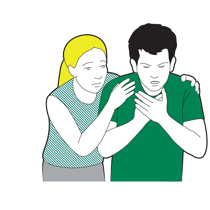 Adult choking first aid - encourage them to cough it out
