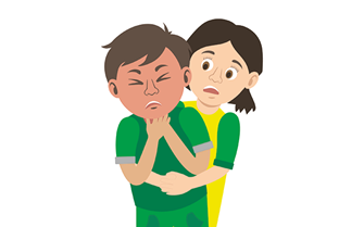 Child doing abdominal thrusts.