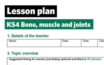 KS4-Bone muscle and joint-lesson plan