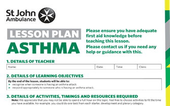 Asthma lesson plan image