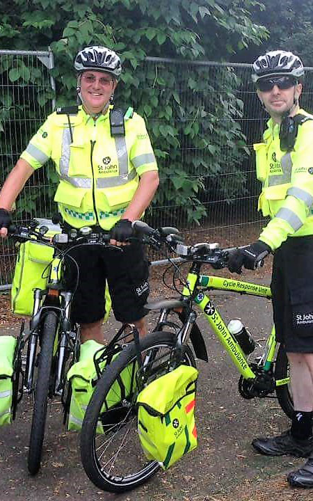 Steve Wilson and a fellow volunteer on bikes