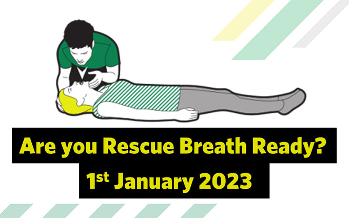  An illustration of a man giving CPR to a casualty.