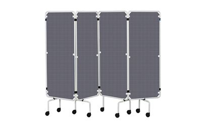 Portable Executive Panel Screen with White Frame and Grey Curtains Portable Executive Panel Screen with White Frame and Grey Curtains