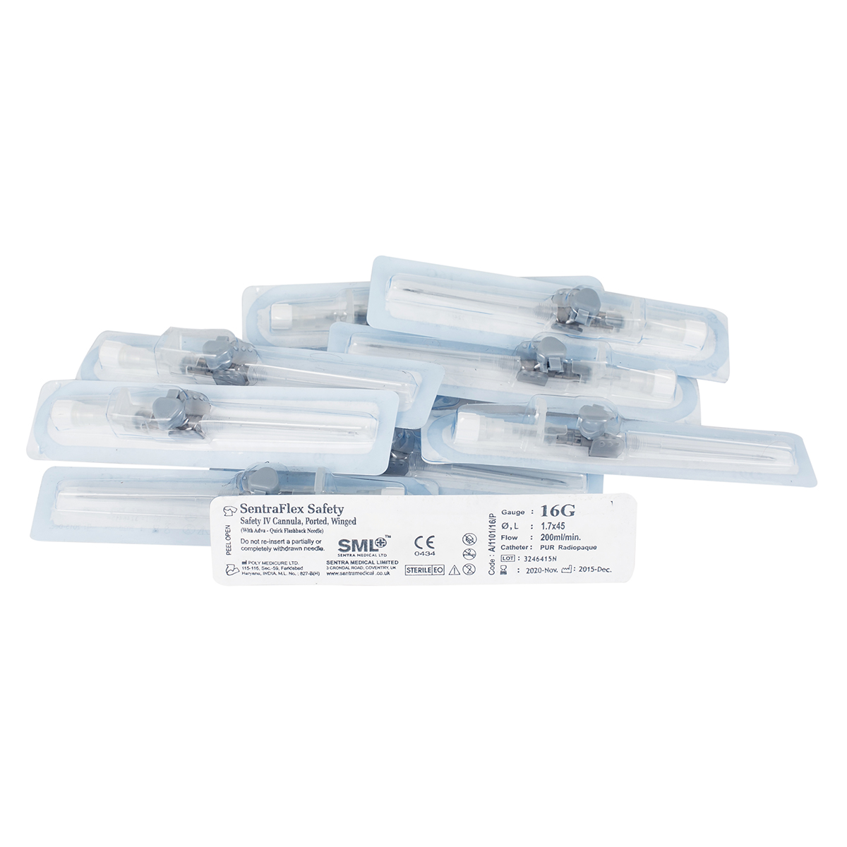 Pack of 10 16g Ported Safety Cannula